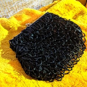 Black Beaded Clutch